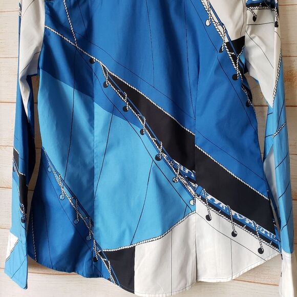 J. Crew Tailored Slim Cotton Poplin Shirt Nautical Italy Ratti Regatta Size 8 - Picture 7 of 14